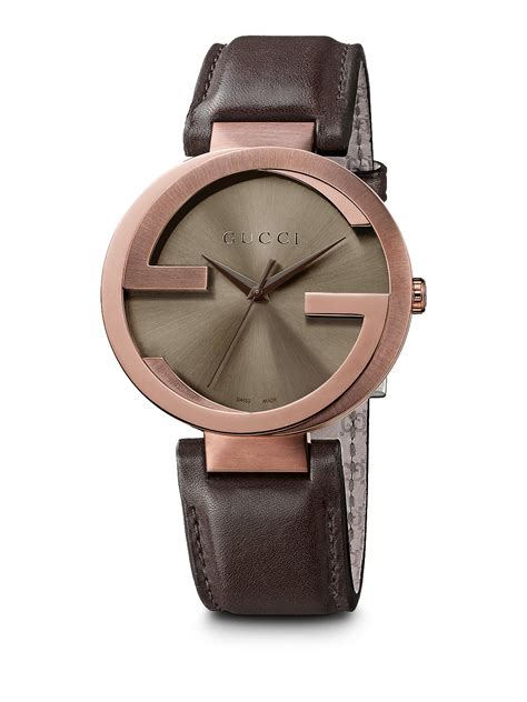 gucci leather brown band watch|Gucci watch with interchangeable bands.